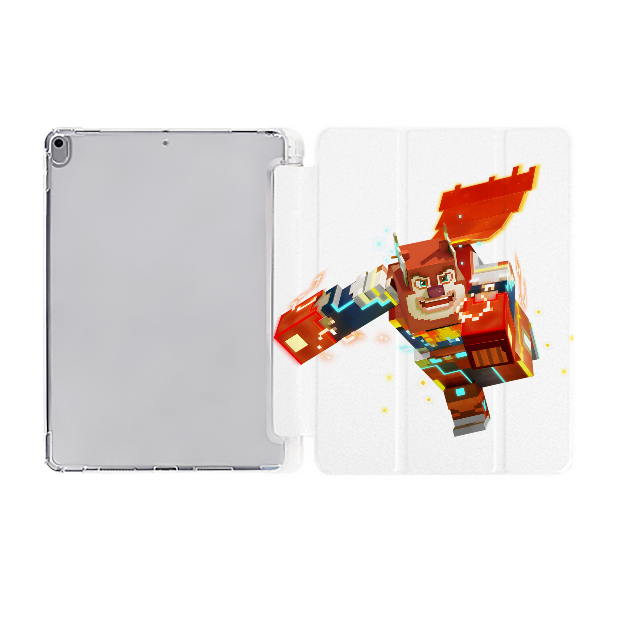 （画像用） マインクラフト ブロックの世界 Minecraft MC Block world IPad ケース ペン収納付き 三つ折りスタンド PUレザー×シリコン 対応機種9.5/10.5/10.9インチ